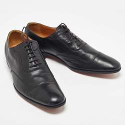Hermes Black Leather Lace Up Oxfords Size 45