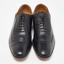 Hermes Black Leather Lace Up Oxfords Size 45