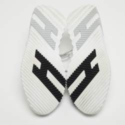 Hermes White Knit Fabric Flex Sneakers Size 42.5