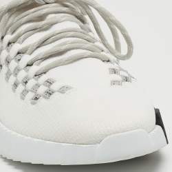Hermes White Knit Fabric Flex Sneakers Size 42.5