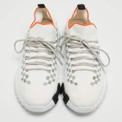 Hermes White Knit Fabric Flex Sneakers Size 42.5