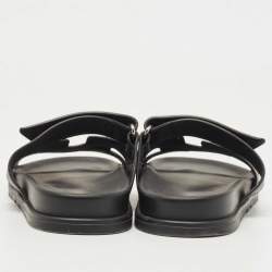 Pre Owned Hermes Black Leather Chypre Sandals Size 38