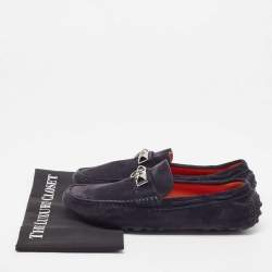 Hermes Navy Blue Suede Irving Loafers Size 41.5 