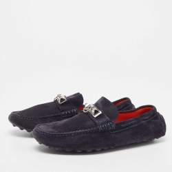 Hermes Navy Blue Suede Irving Loafers Size 41.5 