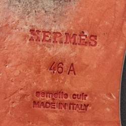 Pre Owned Hermes Black Leather Saga Loafers Size 46