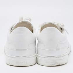 Hermes White Leather Lace Up Low Top Sneakers Size 44