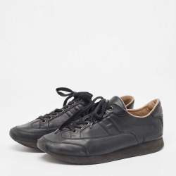 Hermes Black Leather Quicker Low Top Sneakers Size 42.5