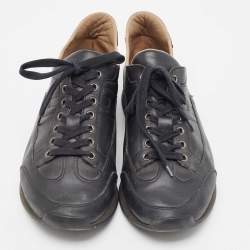 Hermes Black Leather Quicker Low Top Sneakers Size 42.5