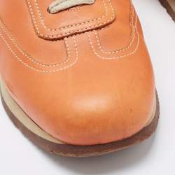 Hermes Orange Leather Quick Sneakers Size 42.5