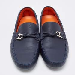 Hermes Navy Blue Leather Alessandro Drivers Loafers  Size 42.5