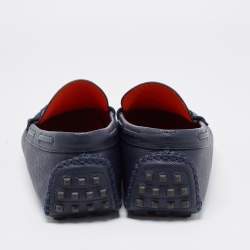 Hermes Navy Blue Leather Alessandro Drivers Loafers  Size 42.5