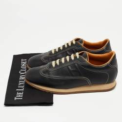 Hermes Black Leather Quicker Low Top Sneakers  Size 42