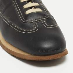 Hermes Black Leather Quicker Low Top Sneakers  Size 42
