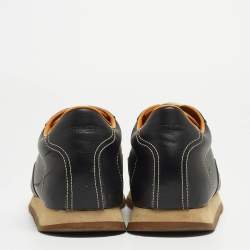 Hermes Black Leather Quicker Low Top Sneakers  Size 42
