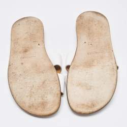 Hermes White Leather Izmir Flat Slides Size 44