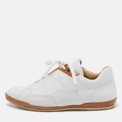 Hermes White Leather Trainers Low Top Sneakers Size 43