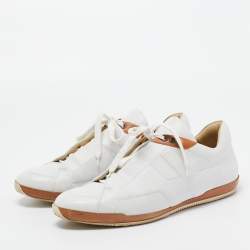 Hermes White Leather Trainers Low Top Sneakers Size 43