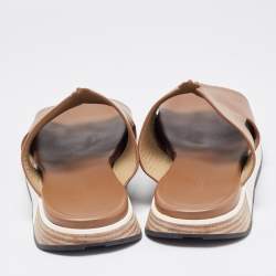 Hermes Brown Leather Pharaon Slides Size 45