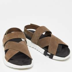 Pre Owned Hermes Beige Suede Electric Sandals Size 45.5