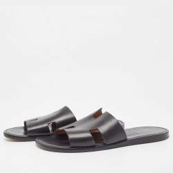 Hermes Black Leather Izmir Sandals Size 41