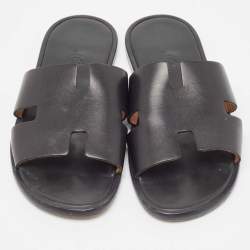 Hermes Black Leather Izmir Sandals Size 41