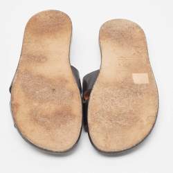 Hermes Black Leather Izmir Sandals Size 41