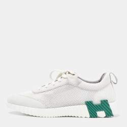 Hermes Multicolore Blanc Mesh and Suede Bouncing Sneakers Size 42