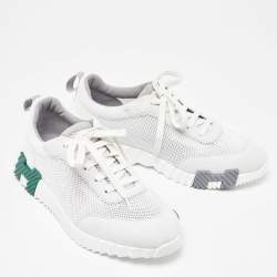 Hermes Multicolore Blanc Mesh and Suede Bouncing Sneakers Size 42