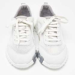 Hermes Multicolore Blanc Mesh and Suede Bouncing Sneakers Size 42