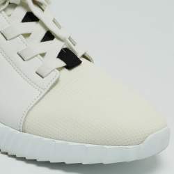 Hermes White Leather and Knit Fabric Depart Sneakers Size 42