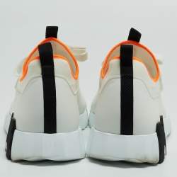Hermes White Leather and Knit Fabric Depart Sneakers Size 42