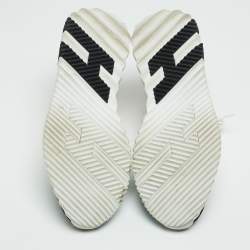 Hermes White/Black Leather and Knit Fabric Depart Sneakers Size 42