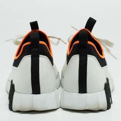 Hermes White/Black Leather and Knit Fabric Depart Sneakers Size 42