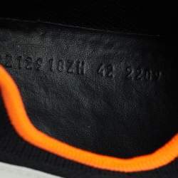 Hermes White/Black Leather and Knit Fabric Depart Sneakers Size 42