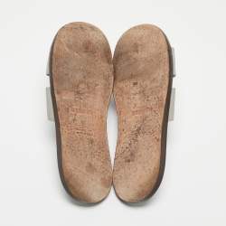 Hermes Grey Leather Izmir Slides Size 41