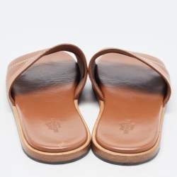 Hermes Tan Leather Slides Size 41