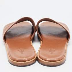 Hermes Tan Leather Slides Size 41