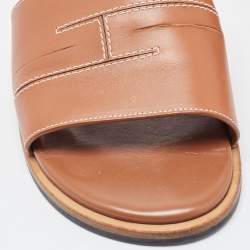 Hermes Tan Leather Slides Size 41