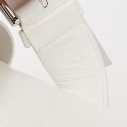 Hermes White Leather Buckle Detail Flat Slide Sandals Size 42.5