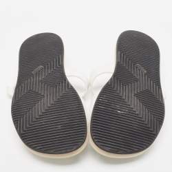 Hermes White Leather Buckle Detail Flat Slide Sandals Size 42.5