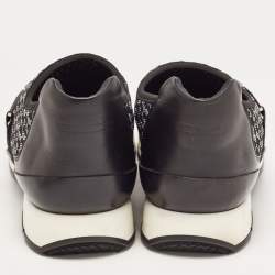 حذاء رياضي هيرمس رون جلد وقماش أسود/رصاصي مقاس 42.5