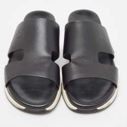 Pre Owned Hermes Black Leather Varadero Sandals Size 43