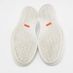 Hermes Grey/White Leather and Canvas Get Low Top Sneakers Size 42