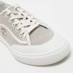 Hermes Grey/White Leather and Canvas Get Low Top Sneakers Size 42