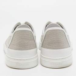 Hermes Grey/White Leather and Canvas Get Low Top Sneakers Size 42
