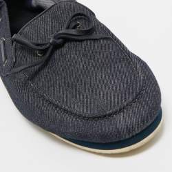 Hermes Blue Denim Bow Accents Loafers Size 44