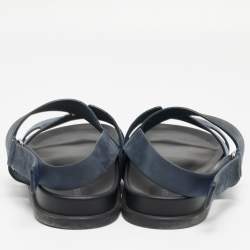 Pre Owned Hermes Navy Blue Suede Genius Flat Sandals Size 43