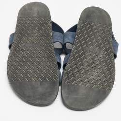 Pre Owned Hermes Navy Blue Suede Genius Flat Sandals Size 43