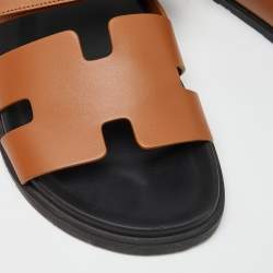 Hermes Tan Leather Chypre Sandals Size 42