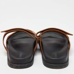 Hermes Tan Leather Chypre Sandals Size 42